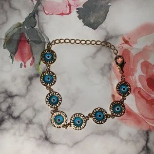 14k gold plated evil eye bracelet